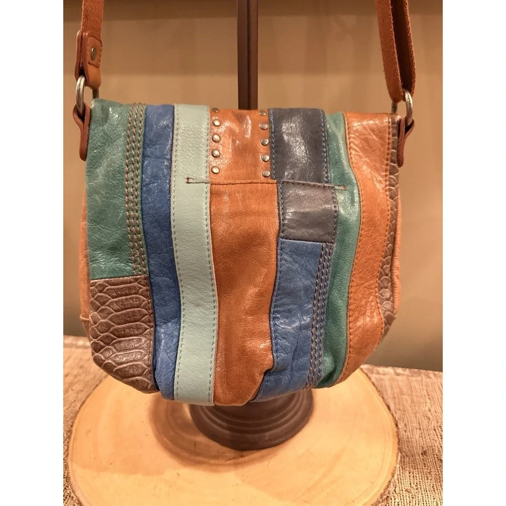 The Sak Silverlake Leather Rare Stripe Color Block Crossbody Bag  Festival‎ Boho